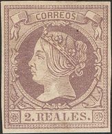 1º Y 2º Centenario. * 56 1860. 2 Reales Lila. MAGNIFICO. Cert. CEM. 2017 510. - Altri & Non Classificati