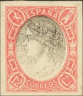 1º Y 2º Centenario. (*) 70P, 75P 1865. 4 Cuartos Azul Y Rosa Y 12 Cuartos Rosa Y Negro. ENSAYOS DE COLOR, Sobre Papel De - Autres & Non Classés