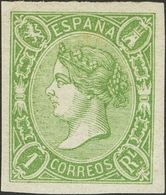 1º Y 2º Centenario. * 72 1865. 1 Real Verde. Color Muy Intenso Y Enormes Márgenes. PIEZA DE LUJO. Cert. COMEX. 2018 580. - Sonstige & Ohne Zuordnung