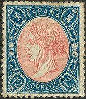 1º Y 2º Centenario. * 76 1865. 12 Cuartos Azul Y Rosa (invisible Doblez, Sólo Detectable Con La Bencina). Espectacular C - Otros & Sin Clasificación