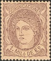 1º Y 2º Centenario. * 102 1870. 1 Mils Violeta. PIEZA DE LUJO. - Altri & Non Classificati