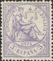 1º Y 2º Centenario. (*) 144 1874. 5 Cts Violeta. Muy Bien Centrado. MAGNIFICO. 2018 53. - Altri & Non Classificati