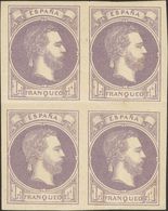 1º Y 2º Centenario. * 158(4) 1874. 1 Real Violeta, Bloque De Cuatro (algún Imperceptible Defecto, Indicado Sólo A Título - Altri & Non Classificati