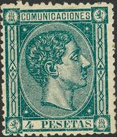 1º Y 2º Centenario. * 170 1875. 4 Pts Verde. Color Intenso. MAGNIFICO. Cert. COMEX. 2018 735. - Otros & Sin Clasificación