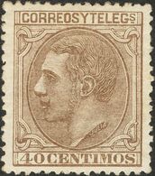 1º Y 2º Centenario. (*) 205 1879. 40 Cts Castaño. Excepcional Color Y Centraje. PIEZA DE LUJO. - Altri & Non Classificati