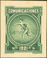 1º Y 2º Centenario. (*) 1921. Sin Valor, Verde. PRUEBA DE PUNZON, De Un Diseño No Adoptado. MAGNIFICO Y NO CATALOGADO EN - Otros & Sin Clasificación