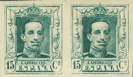 1º Y 2º Centenario. ** 315s(2) 1922. 15 Cts Verde Azulado, Pareja. SIN DENTAR (NºB285.218). MAGNIFICA Y MUY RARA. 2015 1 - Altri & Non Classificati