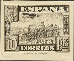 1º Y 2º Centenario. (*) 813P 1936. 10 Pts Negro. ENSAYO DE COLOR Y SIN DENTAR, Sobre Papel Amarillo. MAGNIFICO Y RARO, S - Otros & Sin Clasificación