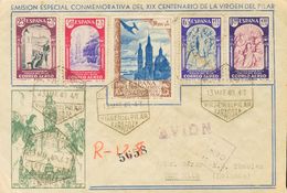 1º Y 2º Centenario. Sobre 913, 904/06, 909 1940. 10 Pts + 4 Ptas Castaño Y Azul. Certificado De ZARAGOZA A DEN-HAAG (HOL - Otros & Sin Clasificación