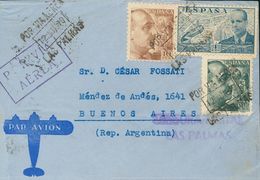 1º Y 2º Centenario. Sobre 934, 870, 886 1940. 10 Pts Castaño, 40 Cts Verde Gris Y 4 Pts Azul. LAS PALMAS A BUENOS AIRES  - Otros & Sin Clasificación