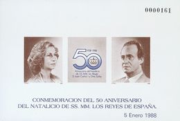 Pruebas De Lujo. ** 15P 1988. Prueba De Lujo. 50º ANIVERSARIO NATALICIO DE LOS REYES. MAGNIFICA. - Autres & Non Classés