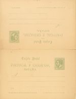 Entero Postal. (*) EP14 1884. 5 Cts + 5 Cts Verde Sobre Tarjeta Entero Postal, De Ida Y Vuelta. MAGNIFICA. 2018 66. - Altri & Non Classificati