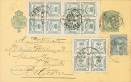 Entero Postal. Sobre EP34, 173(3), 213 1898. 5 Cts Verde Sobre Entero Postal De MADRID A BELGICA, Con Franqueo Complemen - Other & Unclassified