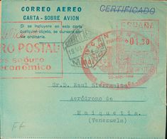 Entero Postal. Aerograma. Sobre AE1 1949. 1'30 Pts Sobre Aerograma. MADRID A MAIQUETIA (VENEZUELA). Al Dorso Llegada. MA - Altri & Non Classificati