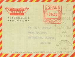 Entero Postal. Aerograma. (*) AE101 1969. 6 Pts Sobre Aerograma (Tipo K Sin Precio). MADRID A WEYBRIDGE (INGLATERRA). MA - Sonstige & Ohne Zuordnung
