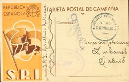 Guerra Civil. Tarjeta Postal Republicana. Sobre 1937. Tarjeta Postal De Campaña Del S.R.I. Dirigida A MADRID. Marca De F - Otros & Sin Clasificación