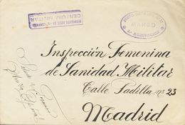 Guerra Civil. Bando Nacional. Sobre 1939. SEVILLEJA DE LA JARA (TOLEDO) A MADRID. Marcas REGTº INFª ARGEL Nº27 / MANDO / - Altri & Non Classificati