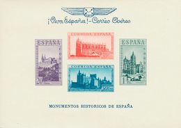 Emisiones Locales Patrióticas. Burgos. ** 91, 94 1938. Hojas Bloque (con Sobrecarga Azul). Dentada Y SIN DENTAR. MAGNIFI - Emissioni Nazionaliste