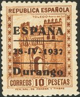 Emisiones Locales Patrióticas. Durango. **/* 42370 1937. Serie Completa (el 1 Cts Y 2 Cts Con Fijasellos). MAGNIFICA Y R - Emissioni Nazionaliste