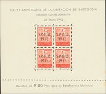 Ayuntamiento De Barcelona. ** 40/41 1942. Hojas Bloque (manchitas Habituales). MAGNIFICAS. 2018 145. - Otros & Sin Clasificación