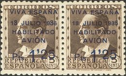 Canarias. * 1/3hab, 1/3hac 1936. Serie Completa, En Pareja Y Con Un Sello "13" En Lugar De "18" Y Además Con El "6" Gran - Sonstige & Ohne Zuordnung