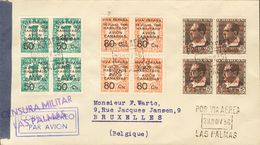 Canarias. Sobre 4/6(4) 1936. Serie Completa, En Bloque De Cuatro. Correo Aéreo De LAS PALMAS A BRUSELAS (BELGICA). MAGNI - Altri & Non Classificati