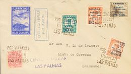 Canarias. Sobre 11Bhi, 11/13 1937. Serie Completa Y 50 Cts Sobre 2 Cts Variedad SOBRECARGA INVERTIDA. Correo Aéreo De LA - Sonstige & Ohne Zuordnung