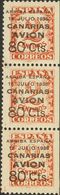 Canarias. */º 21(4) 1937. 80 Cts Sobre 2 Cts Castaño Rojo. Variedad SIN DENTAR MARGEN INFERIOR (sello En Usado) Y Una Ti - Altri & Non Classificati