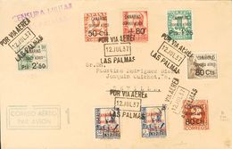Canarias. Sobre 23/30 1937. Serie Completa. Correo Aéreo De LAS PALMAS A SEVILLA. Al Dorso Llegada. MAGNIFICA Y RARISIMA - Altri & Non Classificati