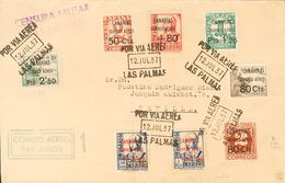 Canarias. Sobre 23/30 1937. Serie Completa. Correo Aéreo De LAS PALMAS A SEVILLA. Al Dorso Llegada. MAGNIFICA Y RARISIMA - Autres & Non Classés