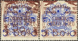 Canarias. * 31hhd, 31 1937. 50 Cts Castaño, Pareja Un Sello Variedad HABILITACION DOBLE (una En Diagonal). MAGNIFICA Y M - Sonstige & Ohne Zuordnung