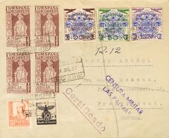 Canarias. Sobre 31/33 1937. Serie Completa. Correo Certificado De PUERTO DE LA LUZ A FREDRIKSTAD (NORUEGA). Al Dorso Lle - Autres & Non Classés