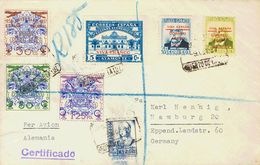 Canarias. Sobre 31/33 1937. Serie Completa, Sello Local De Ayamonte (recortado De La Hoja) Y Sellos Patrióticos De Córdo - Other & Unclassified