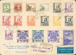 Canarias. Sobre 31/33 1938. Serie Completa Y Diversos Valores. Certificado De LAS PALMAS A VITORIA. Al Dorso Llegada. MA - Sonstige & Ohne Zuordnung