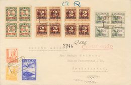 Canarias. Sobre 37/39(4), 38(4) 1938. Serie Completa, En Bloque De Cuatro. Certificado De LAS PALMAS A FREDRIKSTAD (NORU - Sonstige & Ohne Zuordnung