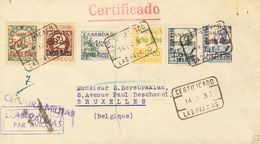 Canarias. Sobre 37/39, 41/43 1938. Serie Completa Y Diversos Valores. Certificado De LAS PALMAS A BRUSELAS (BELGICA). Al - Altri & Non Classificati