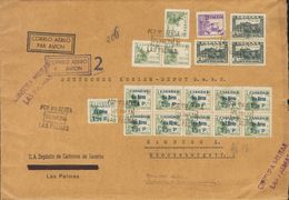 Canarias. Sobre 39(11) 1938. 1'25 Pts Sobre 10 Cts, Once Sellos. Correo Aéreo De LAS PALMAS A HAMBURGO (ALEMANIA). MAGNI - Otros & Sin Clasificación