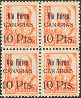 Canarias. ** 44/51(4) 1938. Serie Completa, Bloque De Cuatro (al Dorso Matasello POR AVION / LAS PALMAS). MAGNIFICA. 201 - Altri & Non Classificati