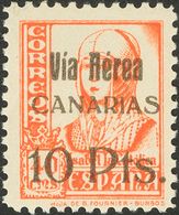 Canarias. * 49hcc 1938. 10 Pts Sobre 40 Cts Naranja. Variedad SOBRECARGA GRIS. MAGNIFICO. 2017 105. - Sonstige & Ohne Zuordnung