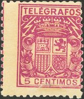 Telégrafos. ** 72naer 1932. 50 Cts Carmín. Variedad IMPRESION DEL 5 CTS EN EL REVERSO. MAGNIFICO. 2018 26,5. - Télégraphe