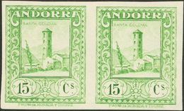 Andorra. (*) 18ccs(2) 1929. 15 Cts Verde Amarillo, Pareja. CAMBIO DE COLOR Y SIN DENTAR. MAGNIFICA Y RARISIMA. 2013 1210 - Otros & Sin Clasificación