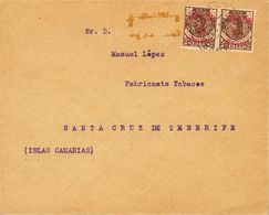 Cabo Juby. Sobre 3(2) 1916. 15 Cts Sobre 50 Cts Castaño, Dos Sellos. Carta Filatélica De CABO JUBY A SANTA CRUZ DE TENER - Cabo Juby