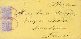 Cuba. Sobre 71(2) 1882. 5 Ctvos Azul Gris, Dos Sellos. LA HABANA A LUCY (FRANCIA) (rotura En El Frente Por Apertura, Sin - Kuba (1874-1898)