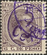 Fernando Poo. º 40Chcc 1896. 5 Cts Sobre 6 Cts Violeta. Variedad CAMBIO DE COLOR EN LA SOBRECARGA, En Violeta. MAGNIFICO - Fernando Po