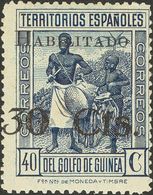 Guinea. * 251hzd 1937. 30 Cts Sobre 40 Cts Azul. Variedad CIFRA "3" INCLINADA. MAGNIFICO. 2012 62. - Guinea Spagnola