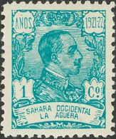 La Agüera. ** 14a 1923. 1 Cts Azul Pálido. Variedad SIN DIERESIS EN LA "U". MAGNIFICO. 2013 200. - Otros & Sin Clasificación