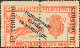 Marruecos. * 66hed 1920. 10 Cts Sobre 20 Cts Rojo. Variedad "Ñ" EN LUGAR DE "N" EN CENTIMOS. MAGNIFICO. 2013 255. - Maroc Espagnol