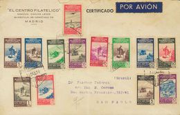 Marruecos. Sobre 312/24 1950. Serie Completa. TETUAN (MARRUECOS) A SAO PAULO (BRASIL). Al Dorso Llegada. MAGNIFICA Y RAR - Spanish Morocco