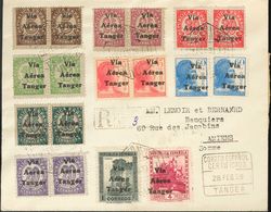 Tánger. Sobre 128/35(2), 137/39 1939. Serie Completa A Falta Del 50 Cts, 10 Pts Y 20 Cts Urgente. Certificado De TANGER  - Spanish Morocco