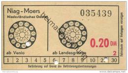 Deutschland - Moers - Niag Niederrheinische Verkehrsbetriebe AG - Niederländisches Gebiet - Fahrschein 0.20 DM - Europa